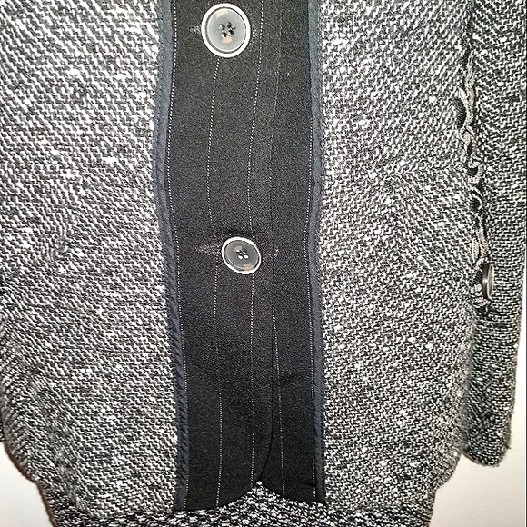 CANVASBACKS 10 TWEED BOUCLE PINSTRIPE BLACK WHITE WOOL BLEND JACKET - Picture 4 of 8